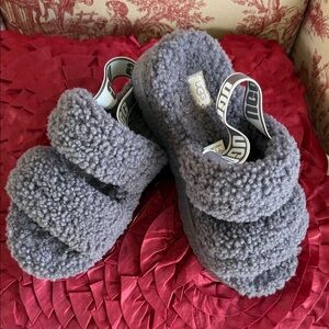 UGG  Charcoal Fluffy Slippers